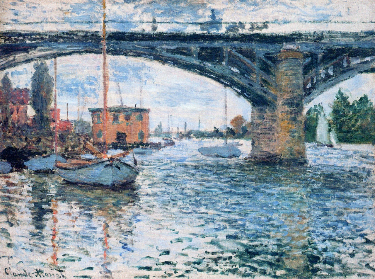 Клод Моне картина Мост в Аржантёе, пасмурная погода 1874г